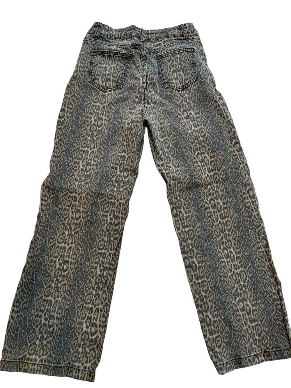 Ettelo Leopard Print Barrel Leg Denim Jeans Size 6 Animal Print Wide Leg - Picture 4 of 8